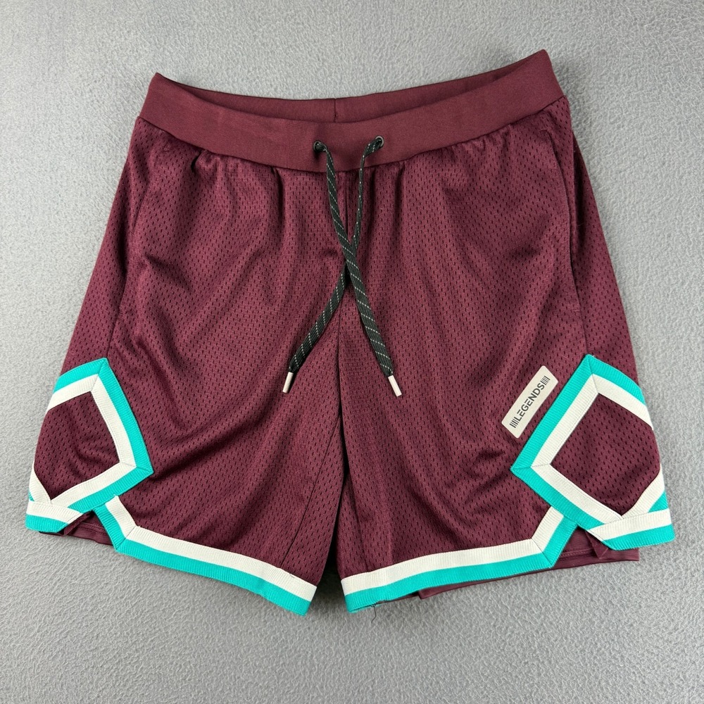Legends Shorts Mens L Purple Diamond Lined Gym‎ Workout Running Drawsting 8"